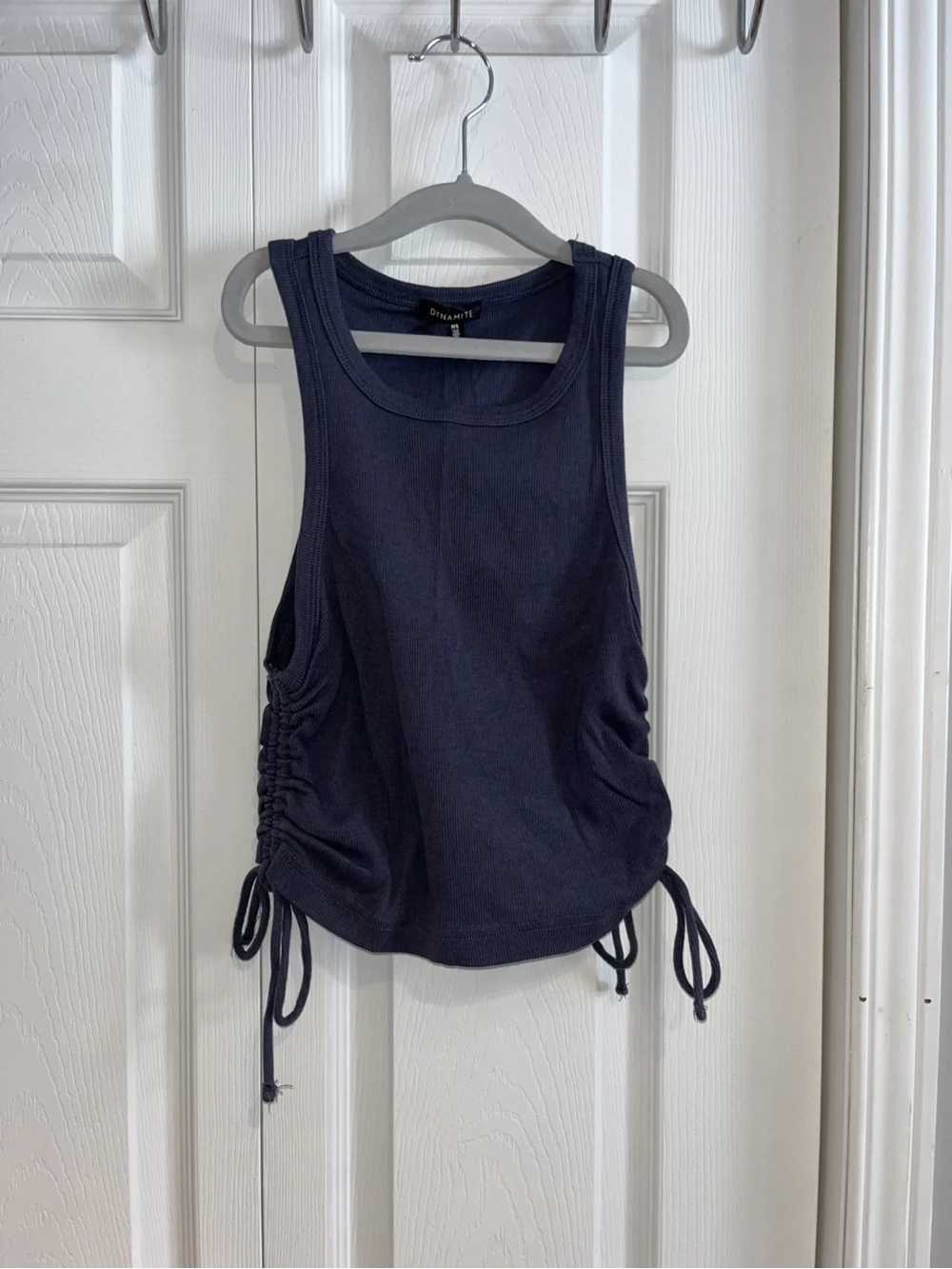 Dynamite Navy Side-Ruched Tank Top